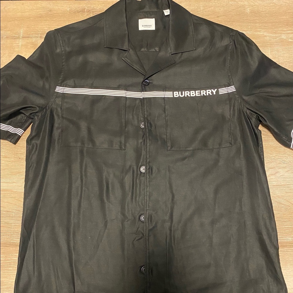 Burberry Short Sleeve Striped Logo Bowling Tee